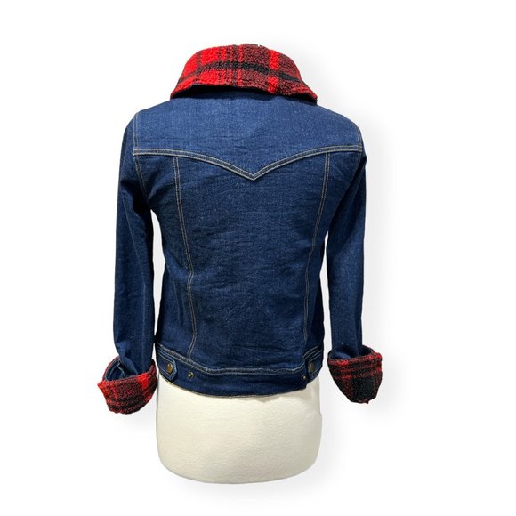 Faherty Women's Size XS Andie Denim Trucker Red Buffalo Sherpa Collar Cuffs NWT - Picture 7 of 12